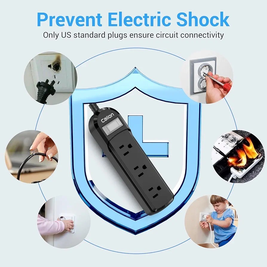 Indoor/Outdoor Power Strip 3 AC Outlets IPX6 Waterproof Surge Protector 6ft Cord