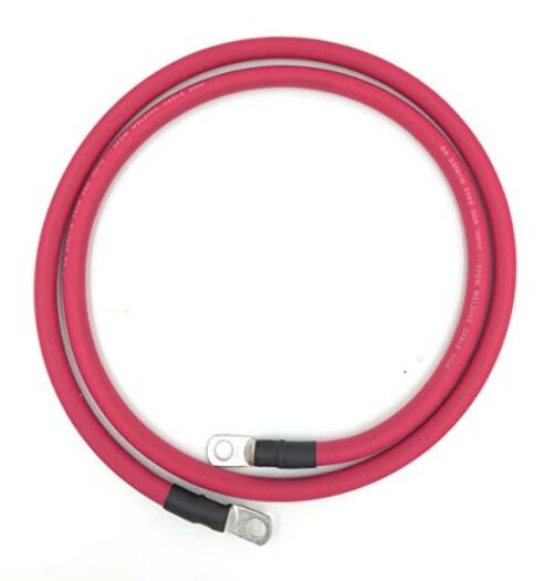 2 AWG Gauge Premium Battery Cables, Made in The USA, 1.5ft – 3/8″ Lugs Red