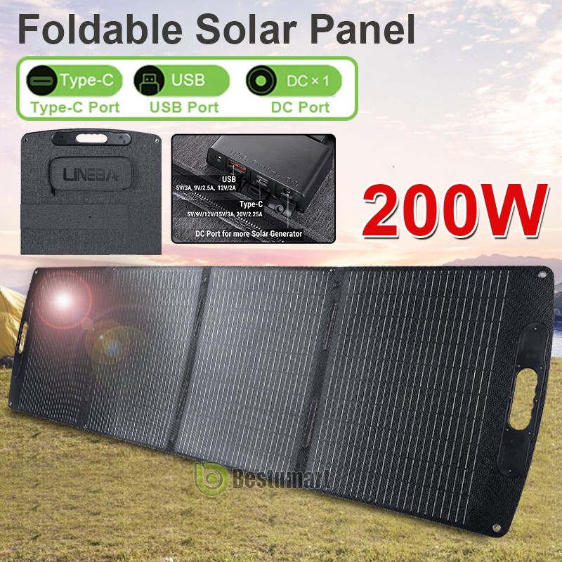 200W Portable Foldable Solar Panel Kit Solar Charger for Rv Camping Home