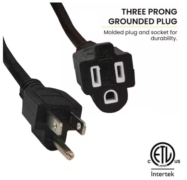 GoGreen Power 25 ft. 16/3 Heavy Duty Extension Cord – Black