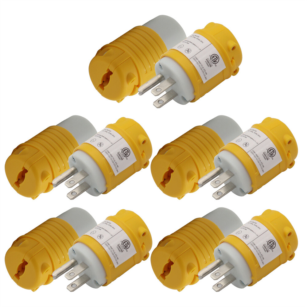 5 Set Straight Blade Electrical Plug and Connector Set 15 Amp 125V 5-15P 5-15R