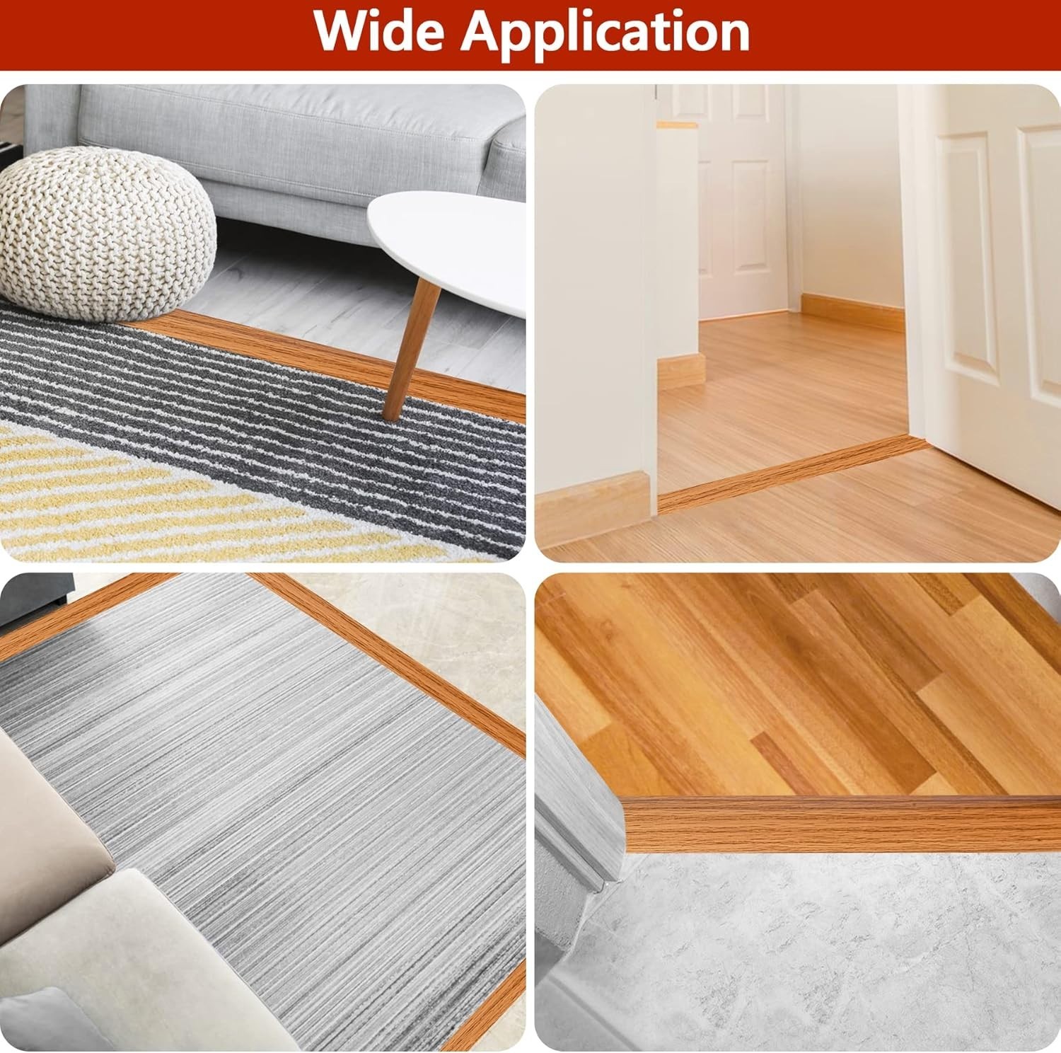 Floor Transition Strip Carpet to Tile Self Adhesive PVC Threshold Light Brown