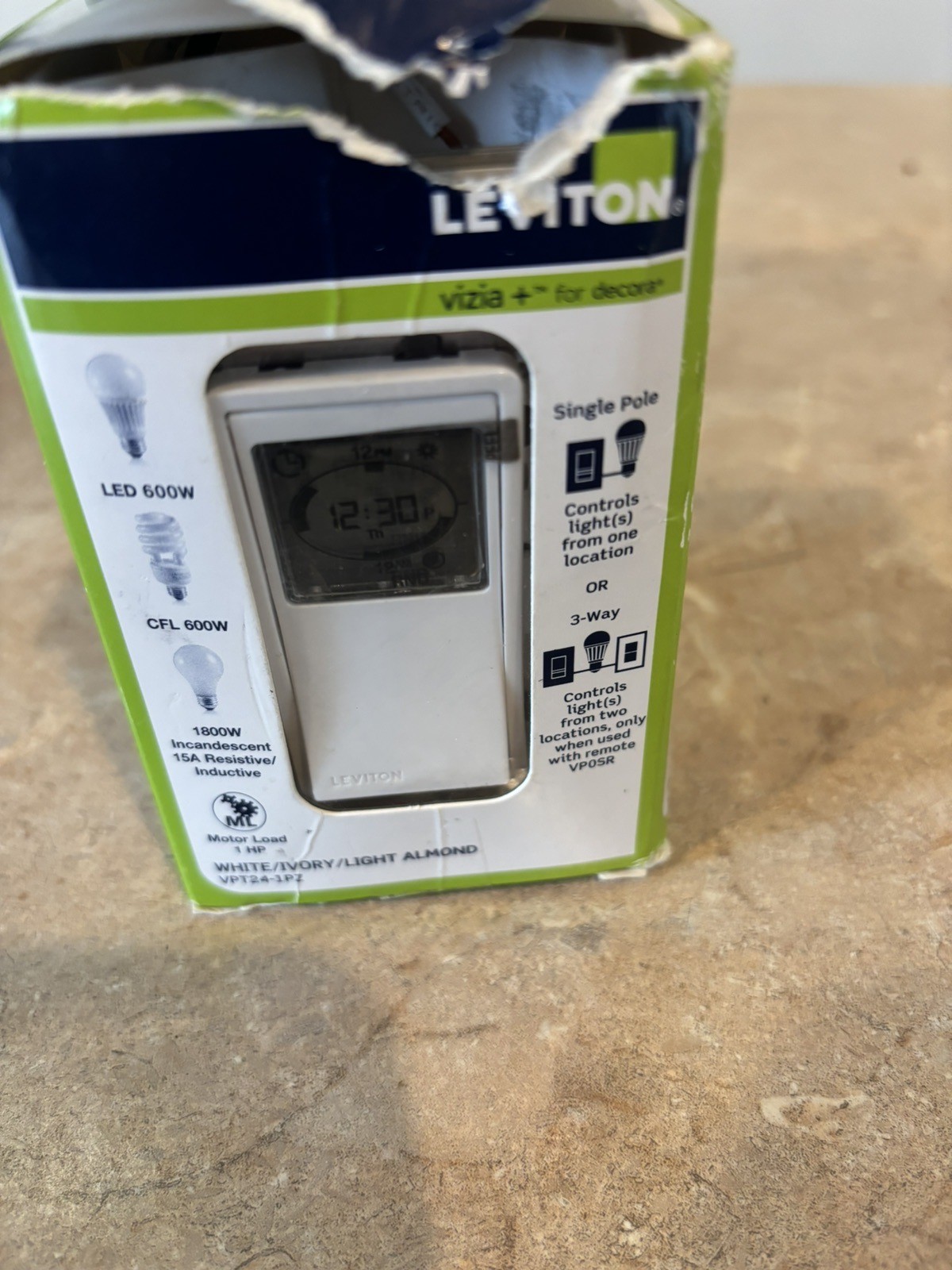 LEVITON VPT24-1PZ Decora 24-Hour Programmable Timer Switch