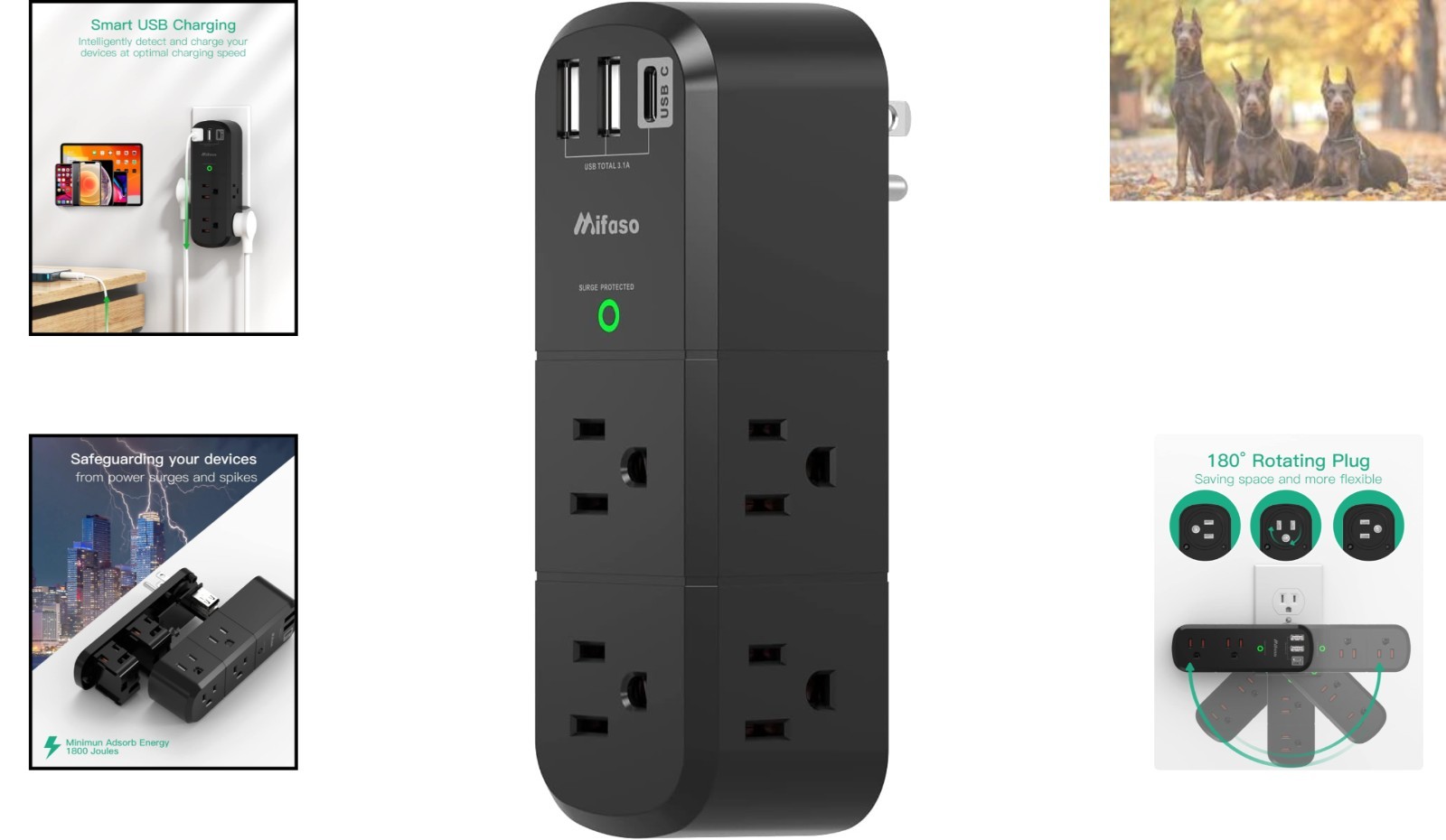 Compact 9 in 1 USB Power Strip with Rotating Plug – Ideal for Home & Travel