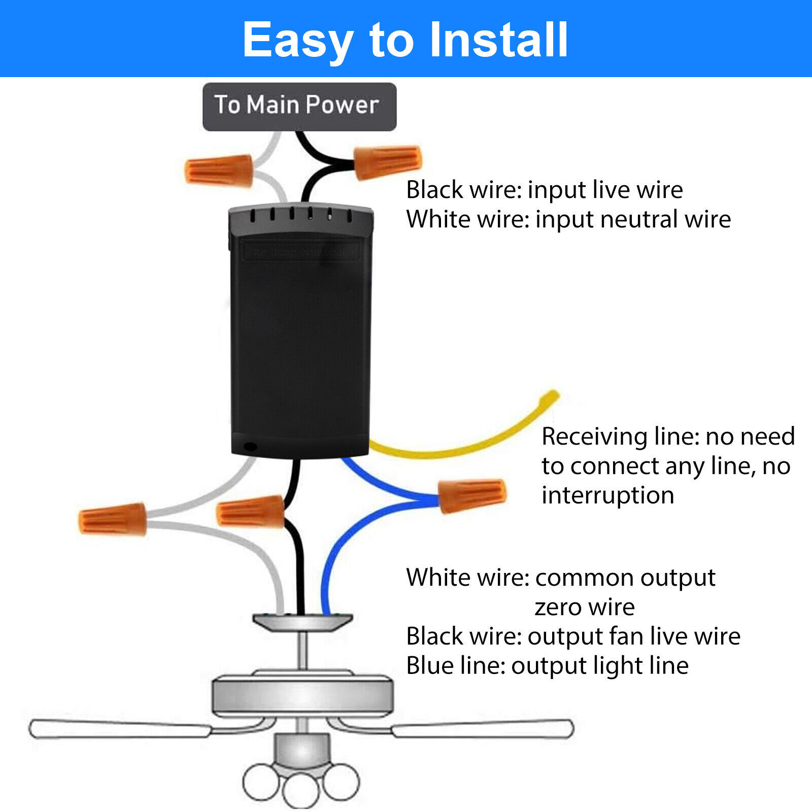 15M Universal Ceiling Fan Lamp Light Remote Control Receiver Kit Timing Wireless