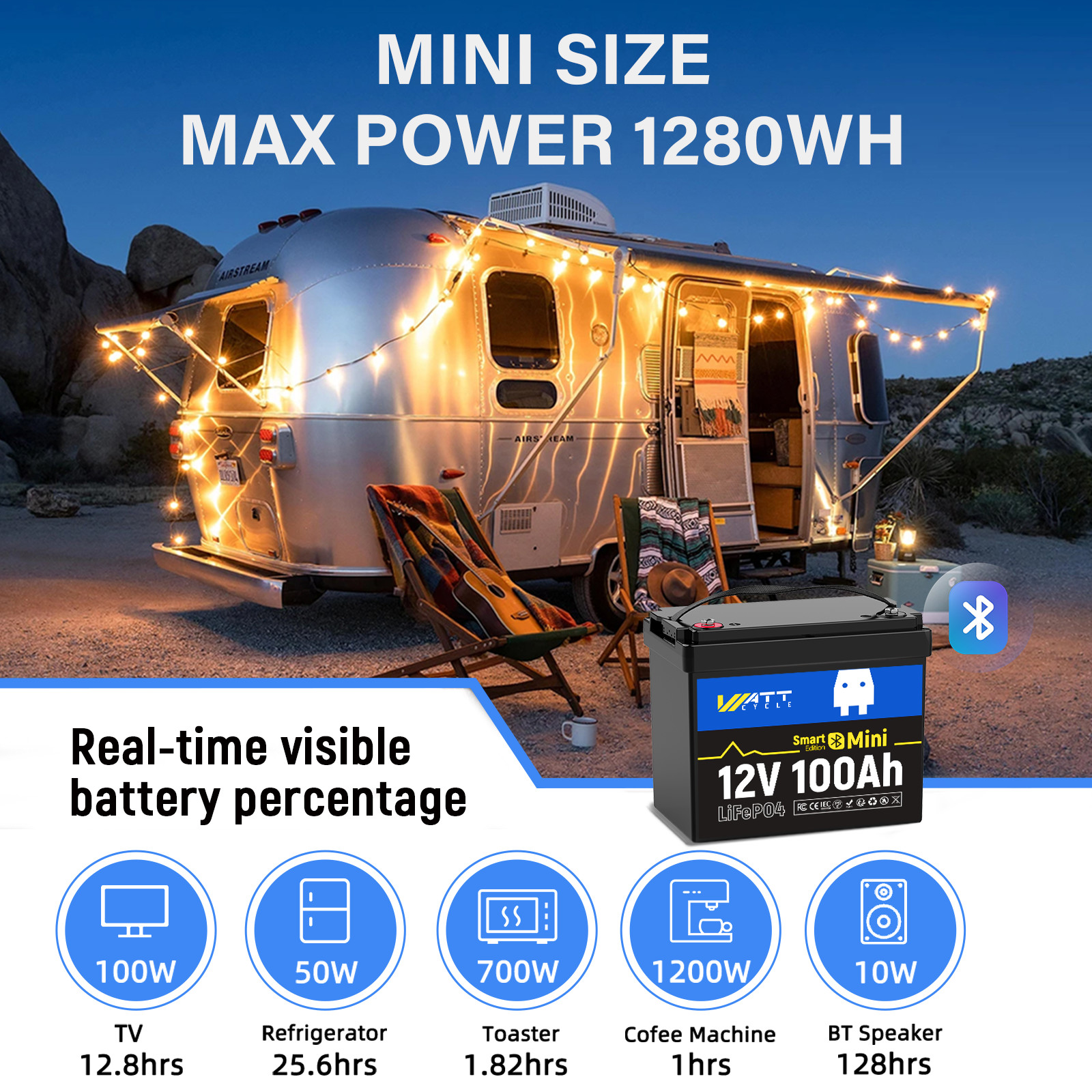 Wattcycle 12V 100Ah 300Ah Deep Cycle Lithium Battery for Solar Off-Grid Marine
