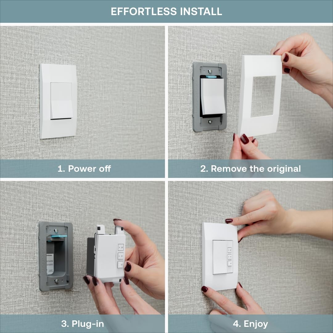 Simple Ventilation Timer Switch by Deako, Single-Pole, 10/30/60 Minute Preset…