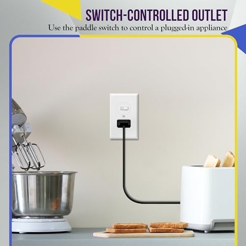 Toggle Switch Outlet Combo 15A 125V Tamper Resistant Single Pole White