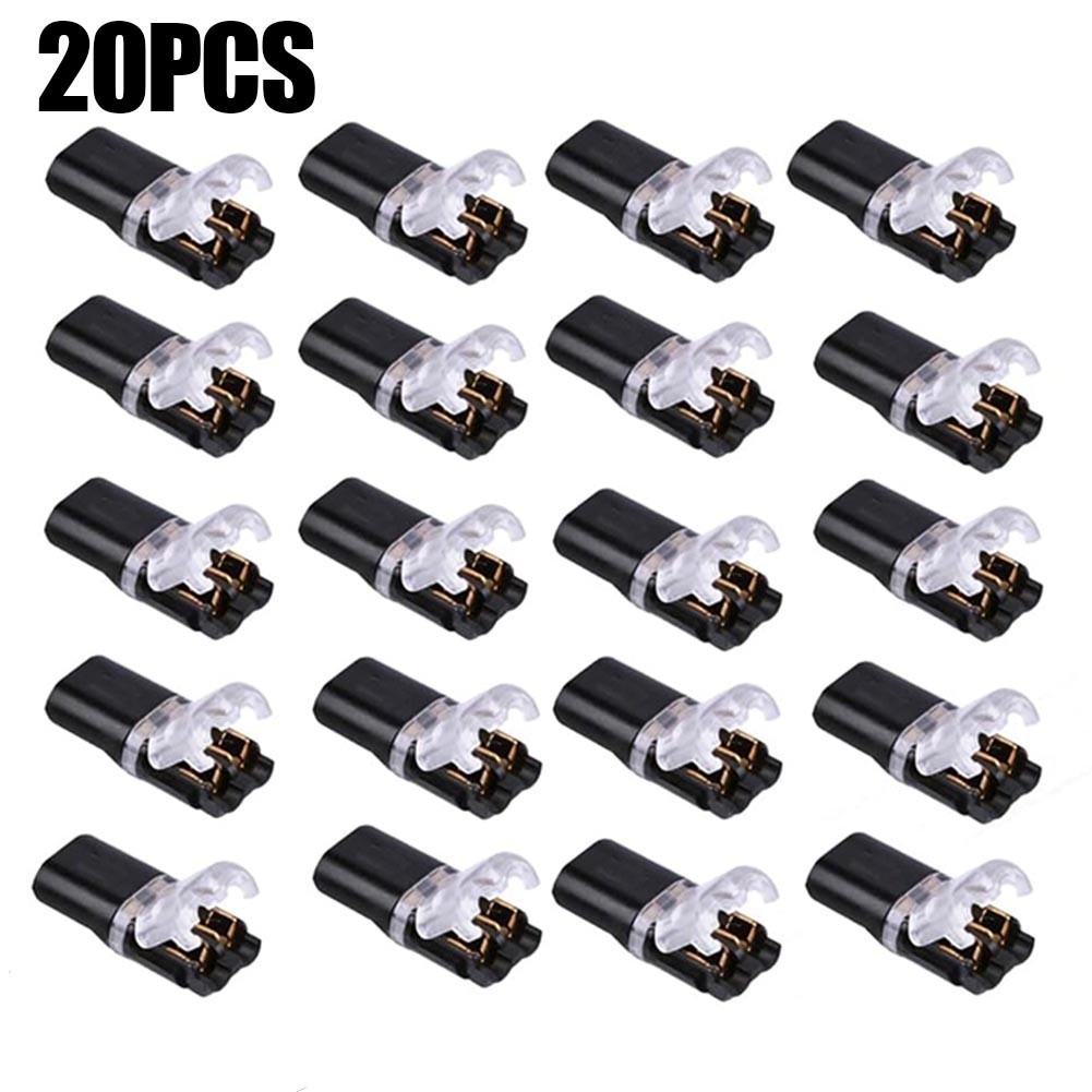 20pcs Double-Wire Plug-in Connector, Pluggable 2 Pin 2 Way LED Wire Connectors,