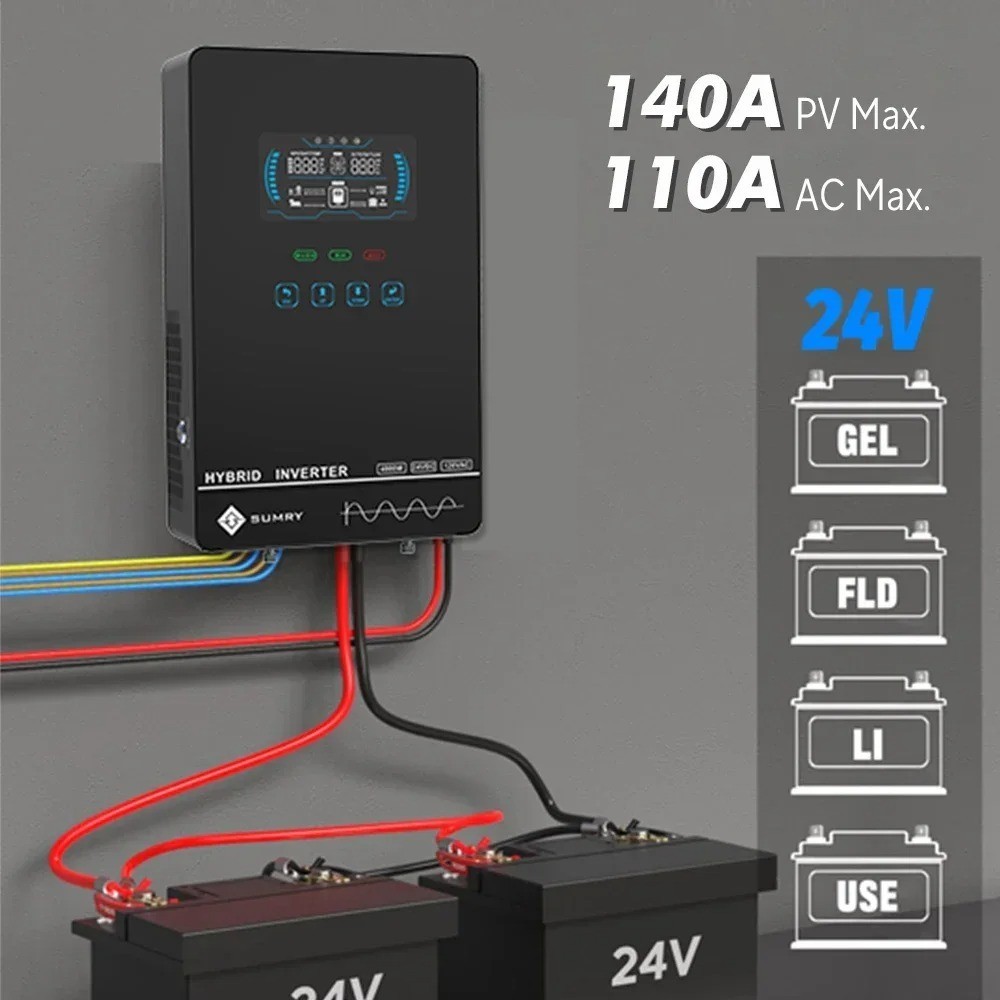 Sumry 4000W Off Grid Hybrid Inverter 24V 140A 5600W MPPT Solar Charger Pure Sine