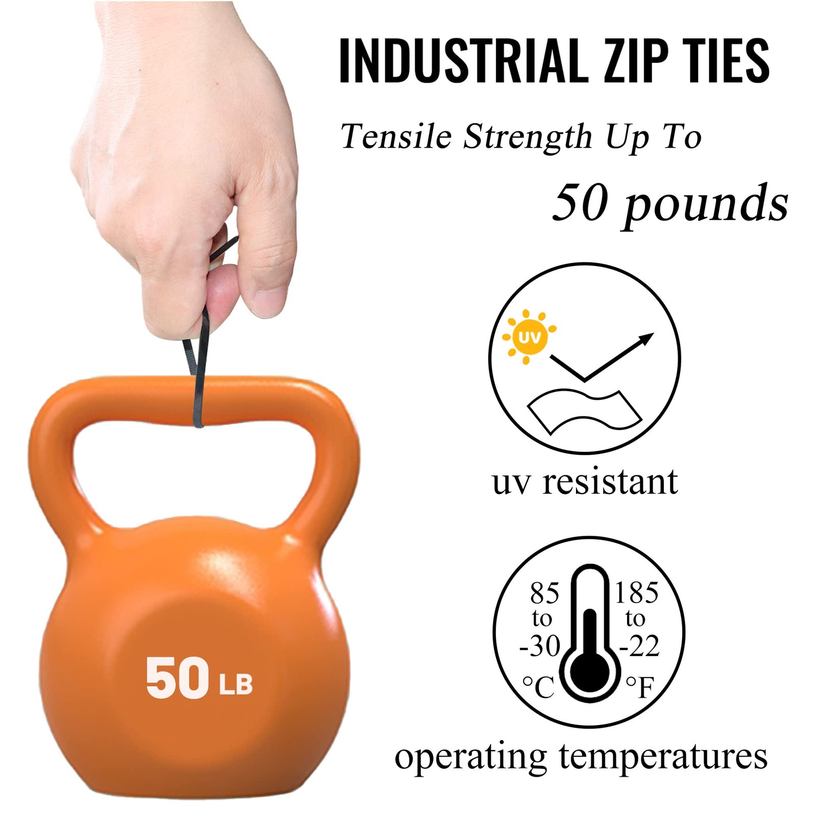 8 inch Zip Ties 1000 Pack, Black Cable with 50lbs 8″ (1000pack),