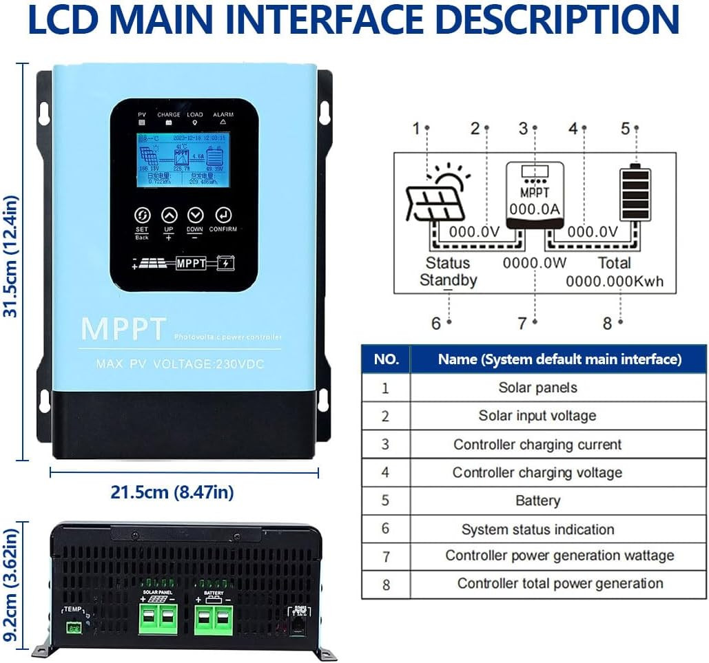 120A MPPT Solar Charge Controller,12V 24V 36V 48V 60V 72V 84V 96V Solar Battery