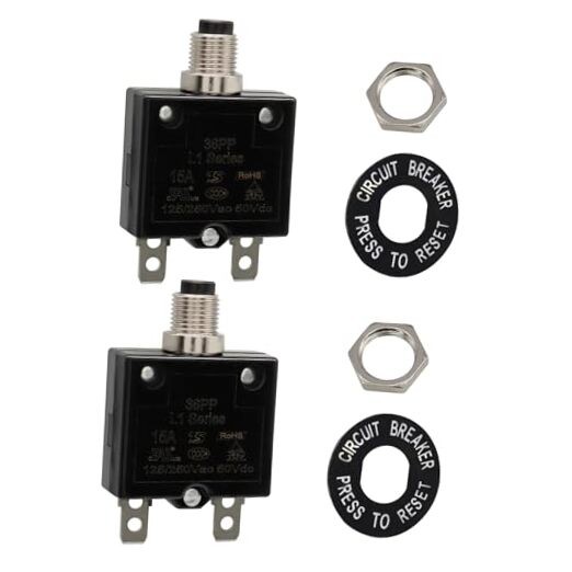 Waziaqoc 2 Pack 15Amp Manual Reset Circuit Breaker, L1 Series 125 16.0 Watts