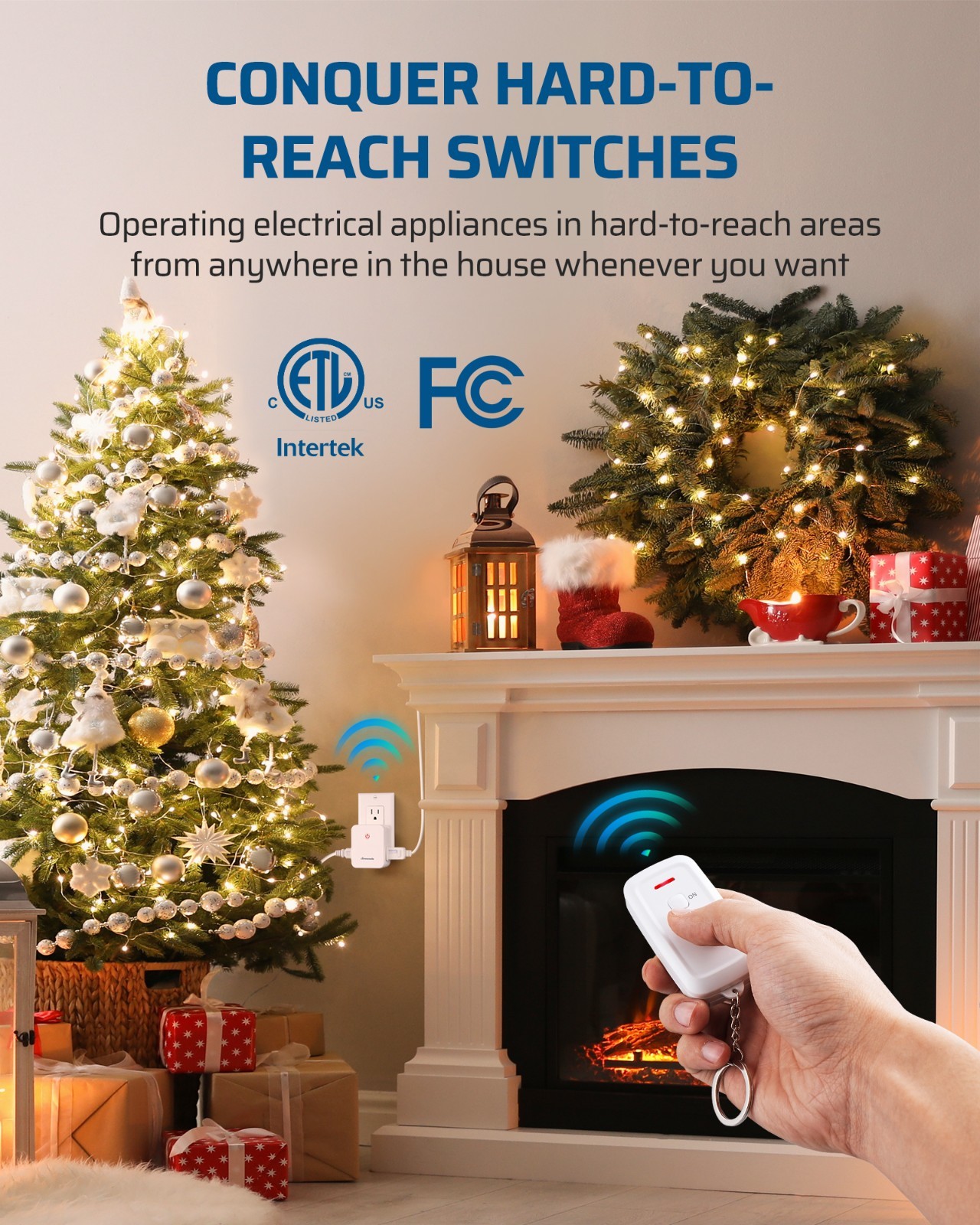 DEWENWILS Wireless Remote Control Outlet Switch with 2 Outlets, 15A/1875W, 100ft