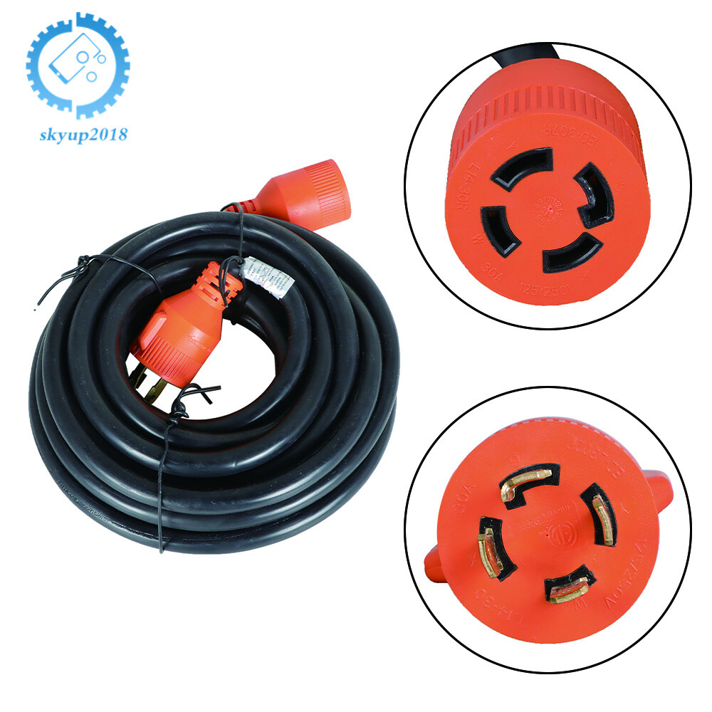 Generator Power Cord 30 Amp 15-75Ft NEMA L14-30 4 Prong Transfer Switch 125/250V