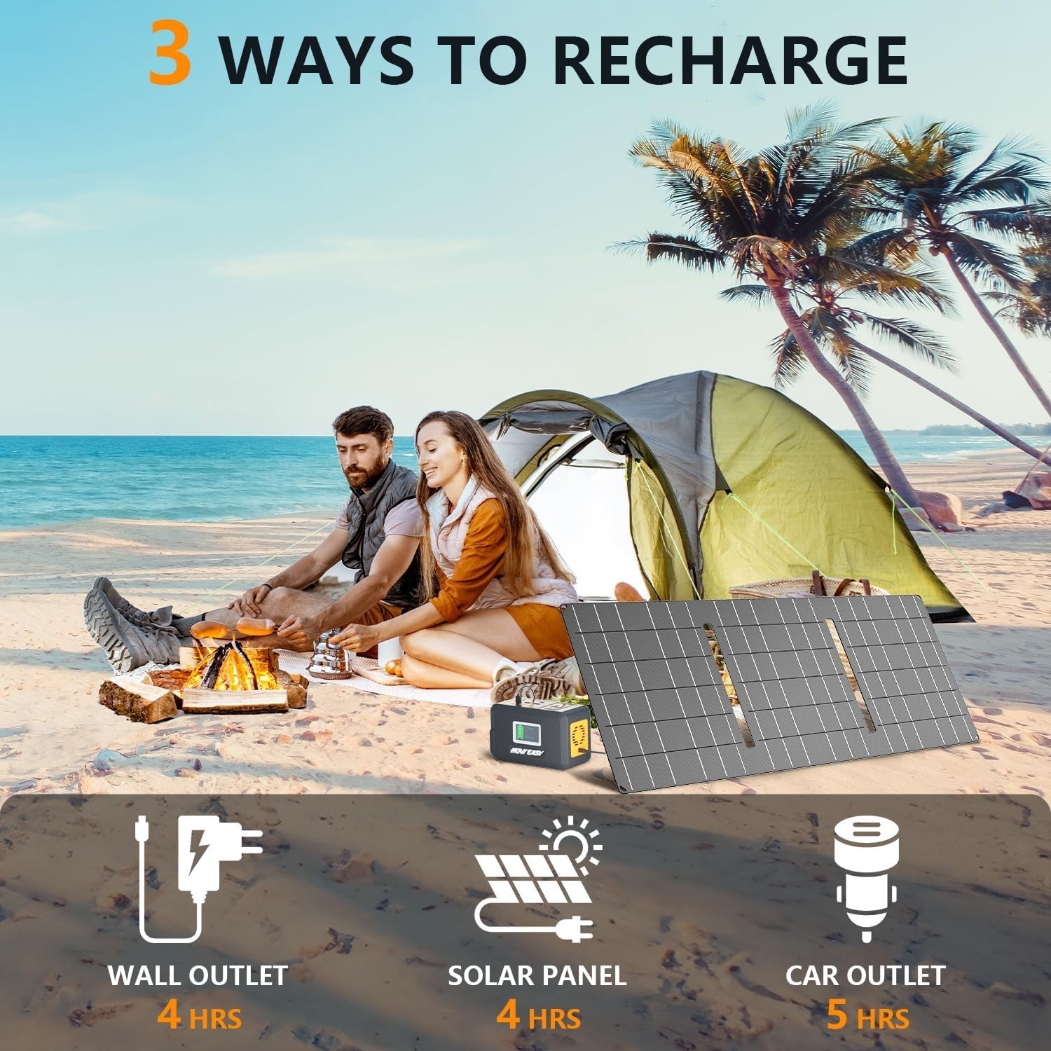 Compact Solar Generator 120W Peak with 8 Outputs – Ideal for Outdoor Adventures