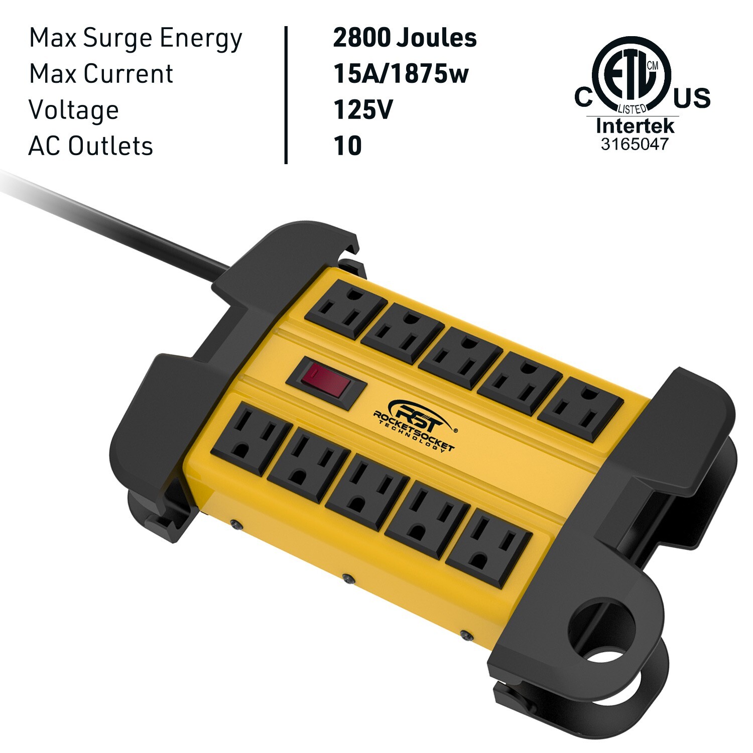 10 Outlet Heavy Duty Power Outlet Surge Protectors 2800J (6FT Wire ETL Certified