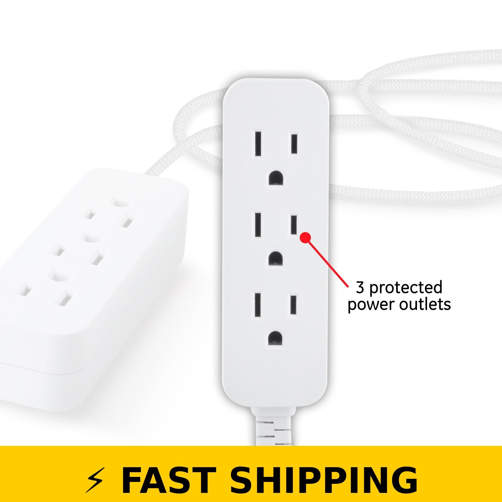 Cordinate 10ft 3-Outlet Extension Cord, Gray