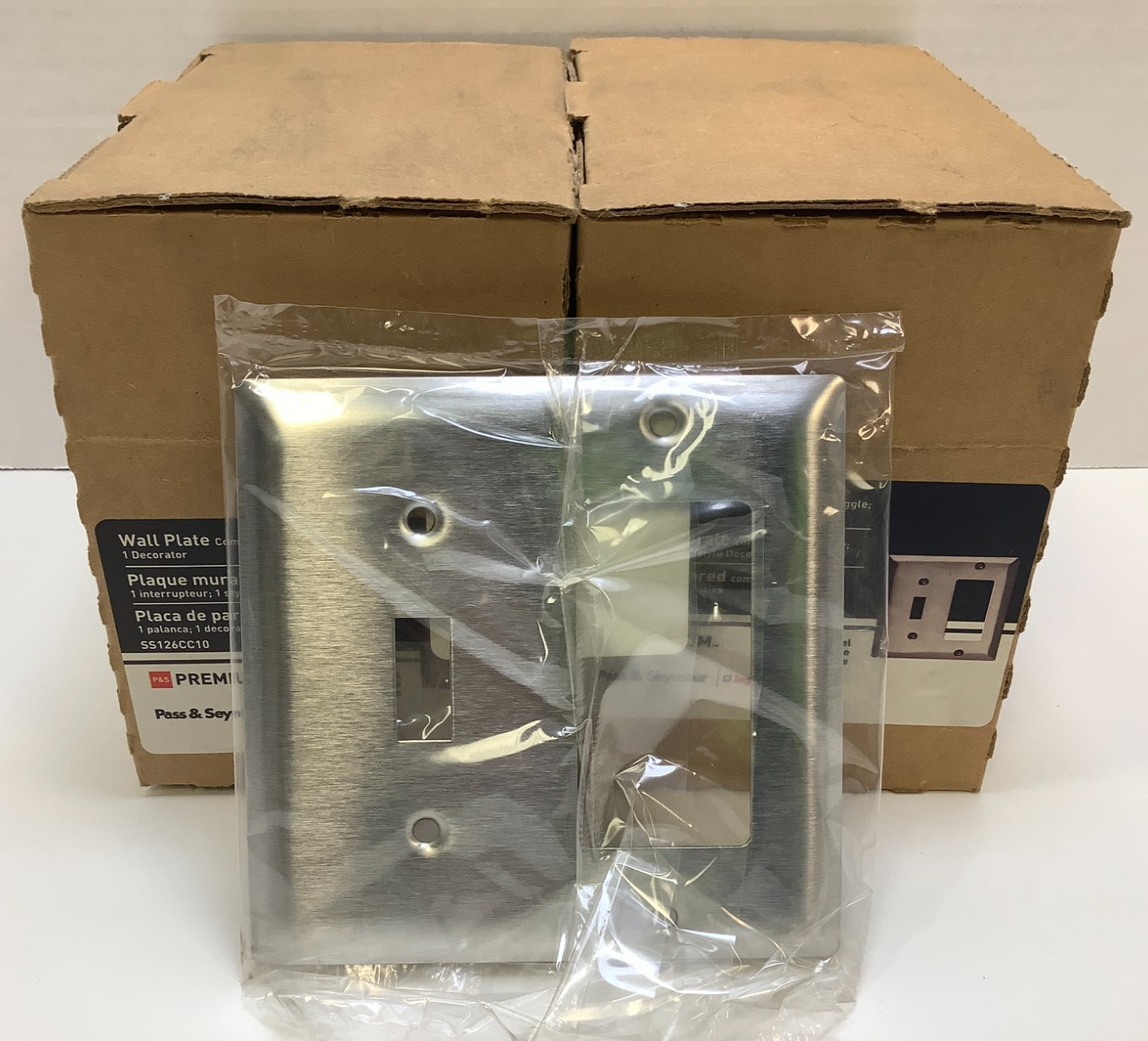 Pass & Seymour 2 Gang Stainless Steel Decorator/Toggle Plate, SS126CC10, 20ct