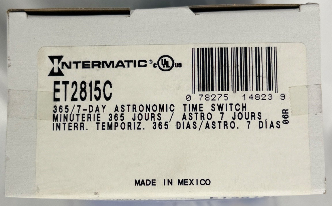 Intermatic ET2815C Astronomic 365/7-Day Time Switch 120-277V SPDT Timer NIB NEW