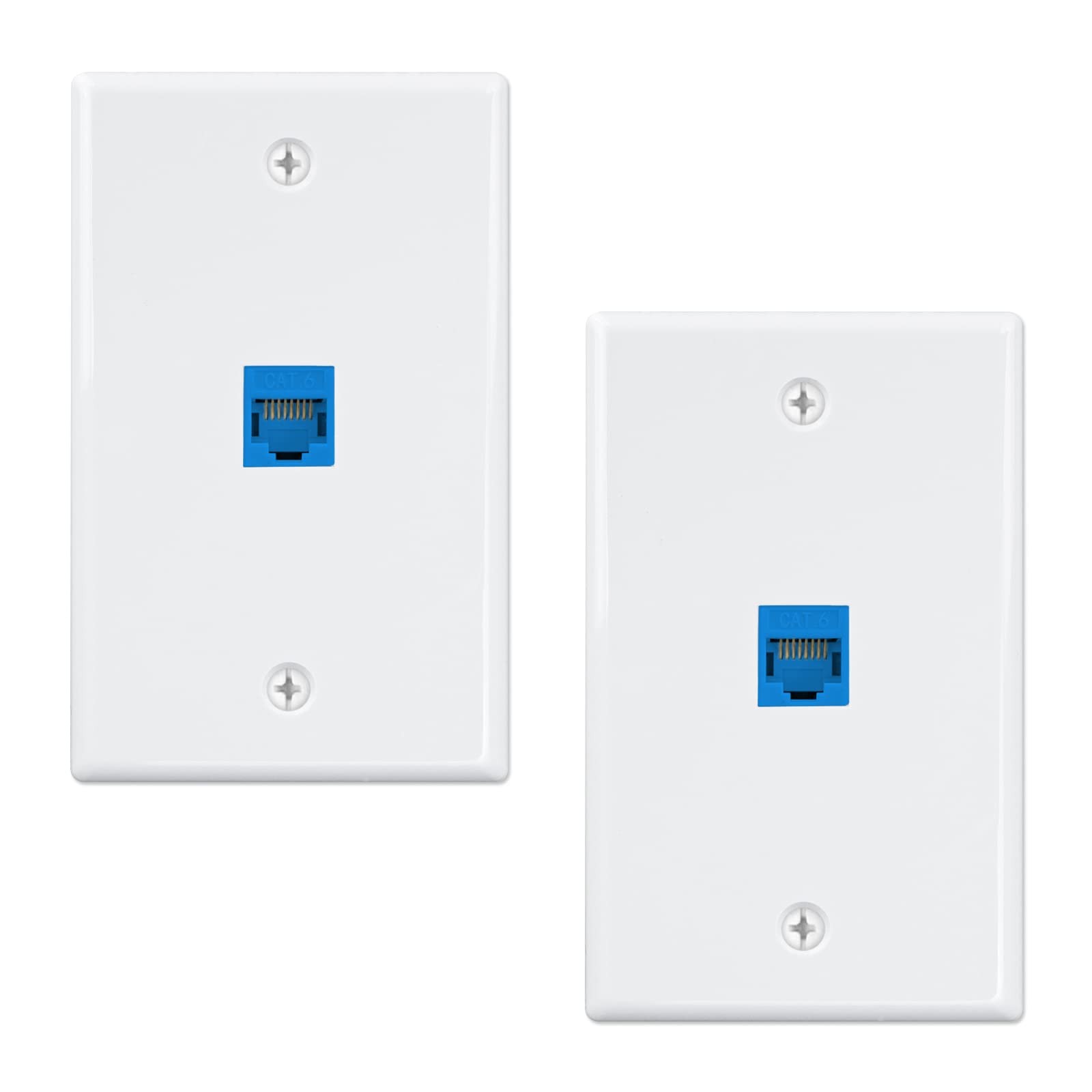cat6 Ethernet Wall Plate Outlet 1 Port RJ45 network 1 Cat6 2 Packs, blue