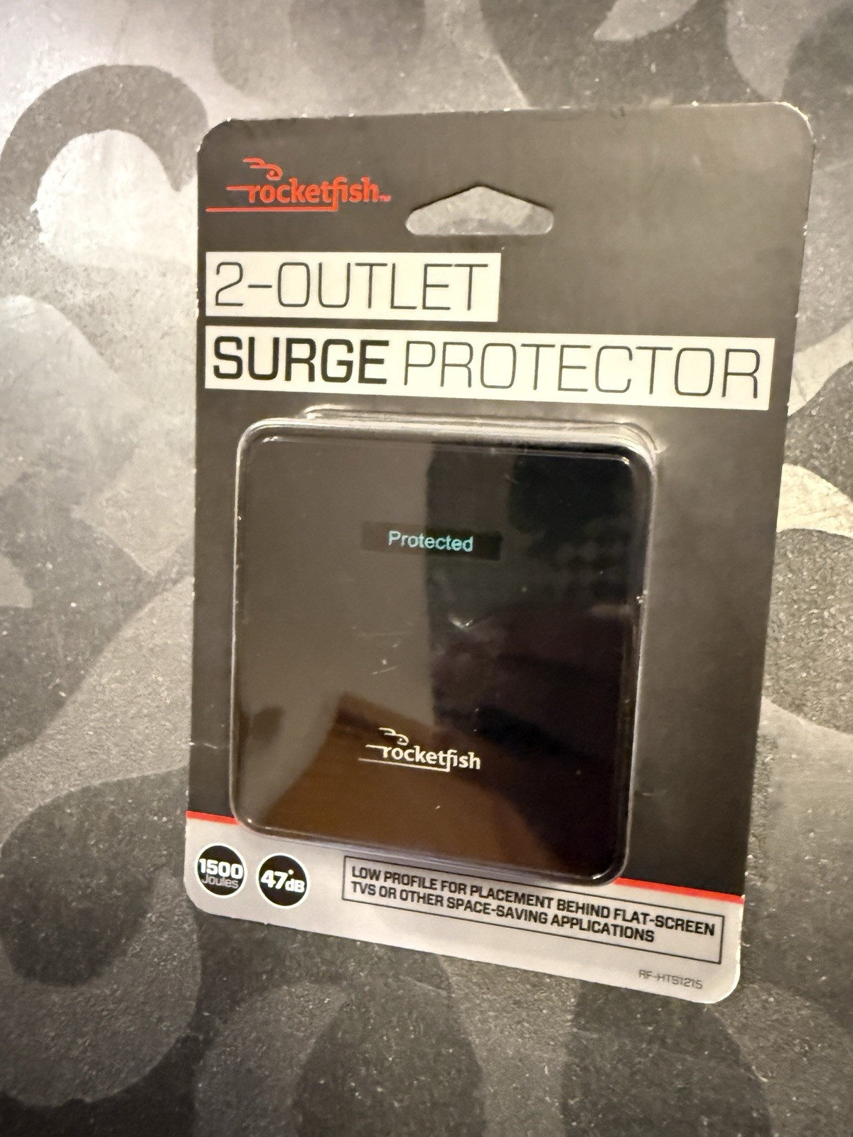 ROCKETFISH 2 Outlet Wall Tap 1500 Joules Surge Protector Low Profile NEW IN BOX