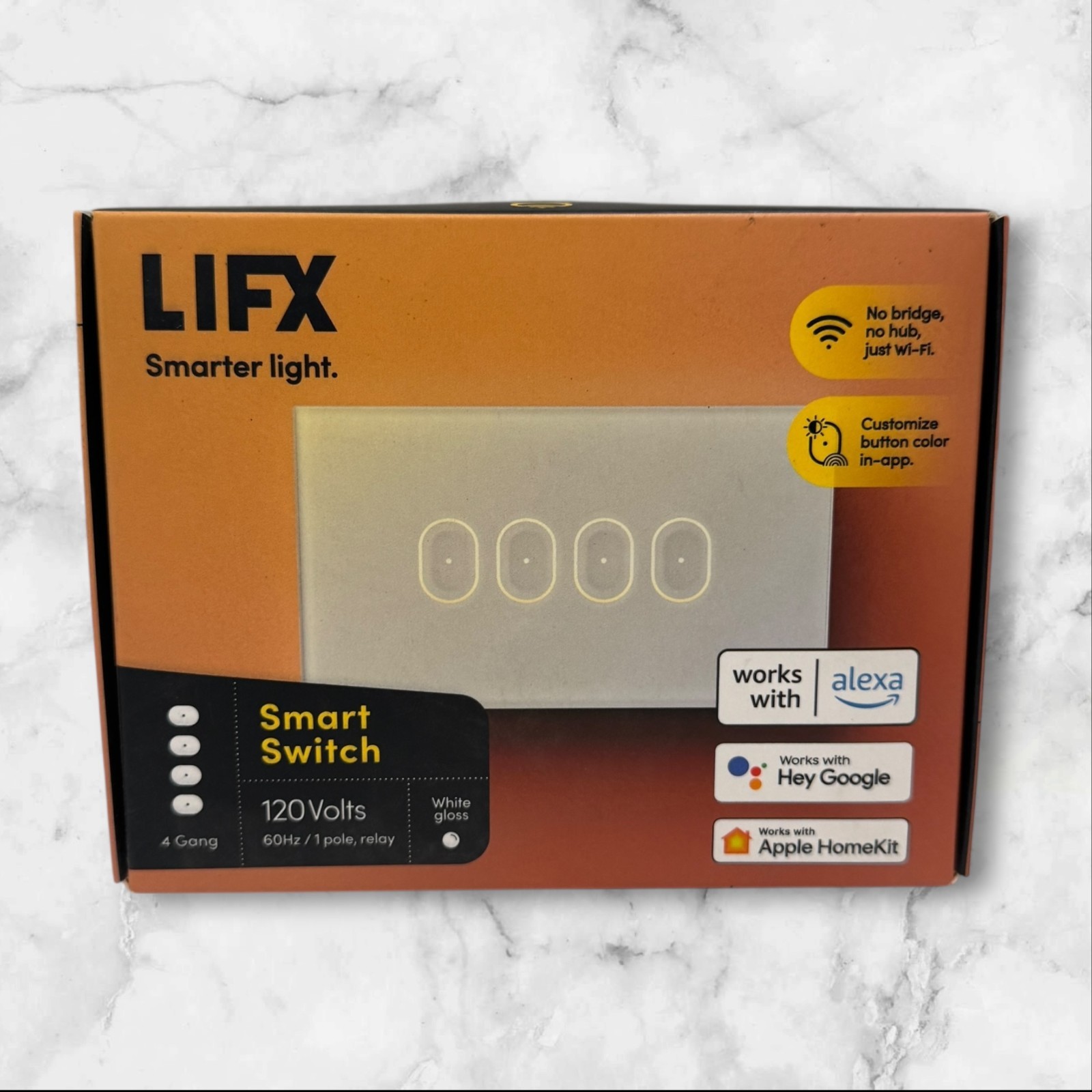 LIFX SMART SWITCH 120V – 60HZ- 1 POLE, RELAY- 4 GANG- WHITE GLOSS (31D)