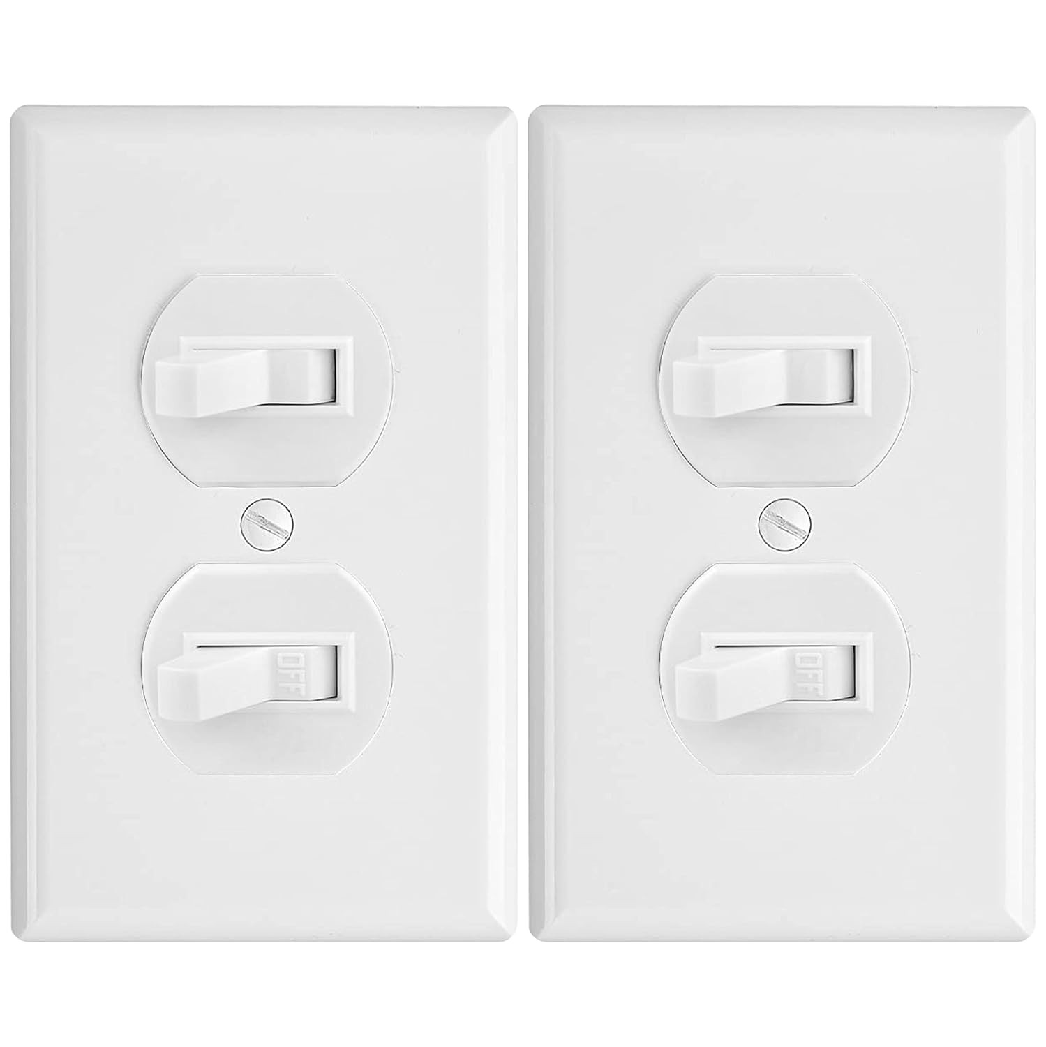 White Double Light Switch (2-Pack) | Two Single-Pole Wall Light Switches in 1-G
