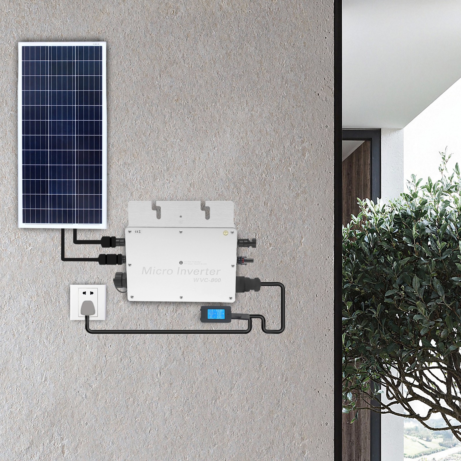 Solar Power Inverter 800W Solar Power Inverter with LCD Display 32A 22-50V DC AC