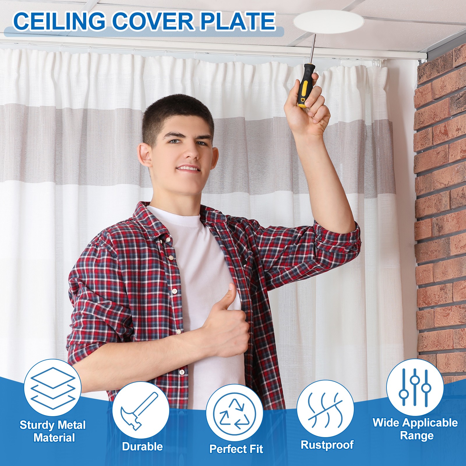 4 Pcs 2.75″ Metal Ceiling Cover Plate Suitable for 1.4-2.2″ Round Hole, White