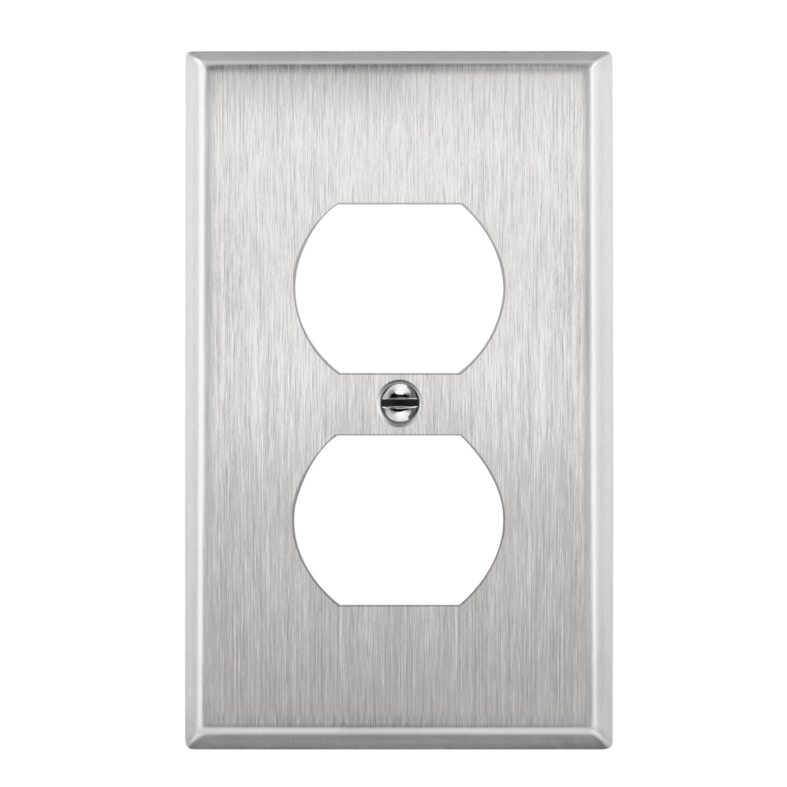 Corrosion Resistant Metal Outlet Cover, Duplex Wall Plate, 1 Gang, Silver