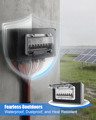 32A Solar DC Circuit Breaker Box 4 Strings, 12–1000V Solar Panel Disconnect