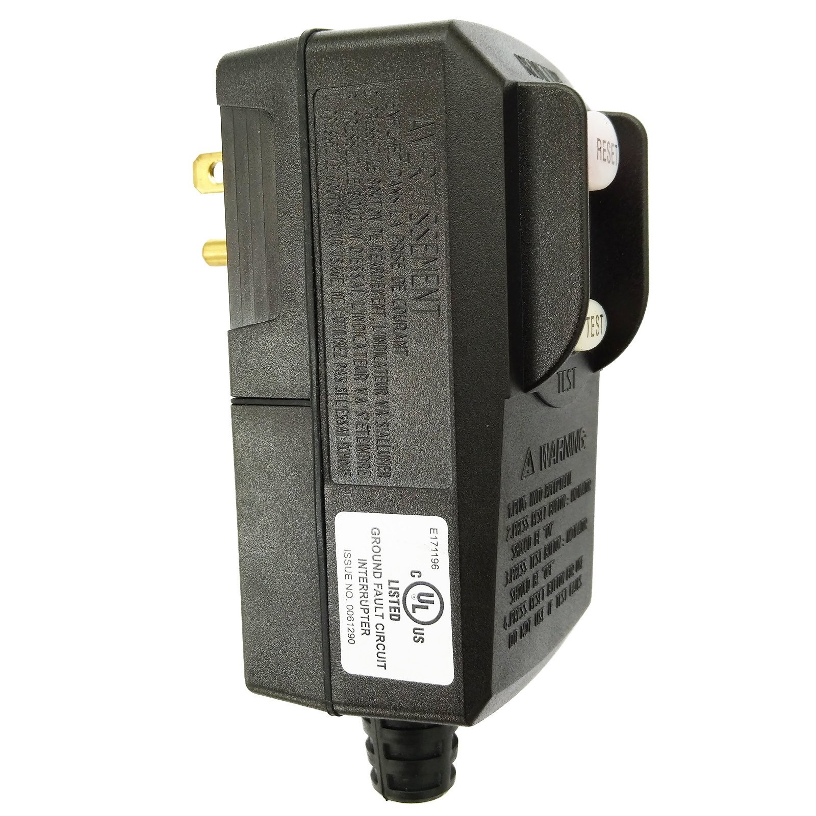 GFCI Plug Replacement 15 Amp 3 Prong Medium, Black