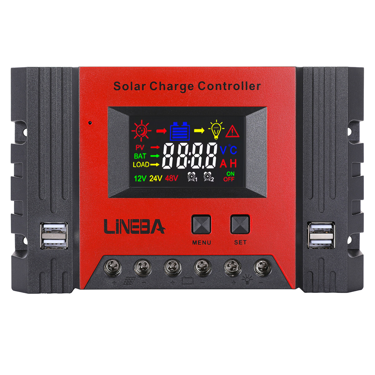 PWM 12V/24V/48V Solar Charge Controller with LCD Display LifePO4 Auto Regulator