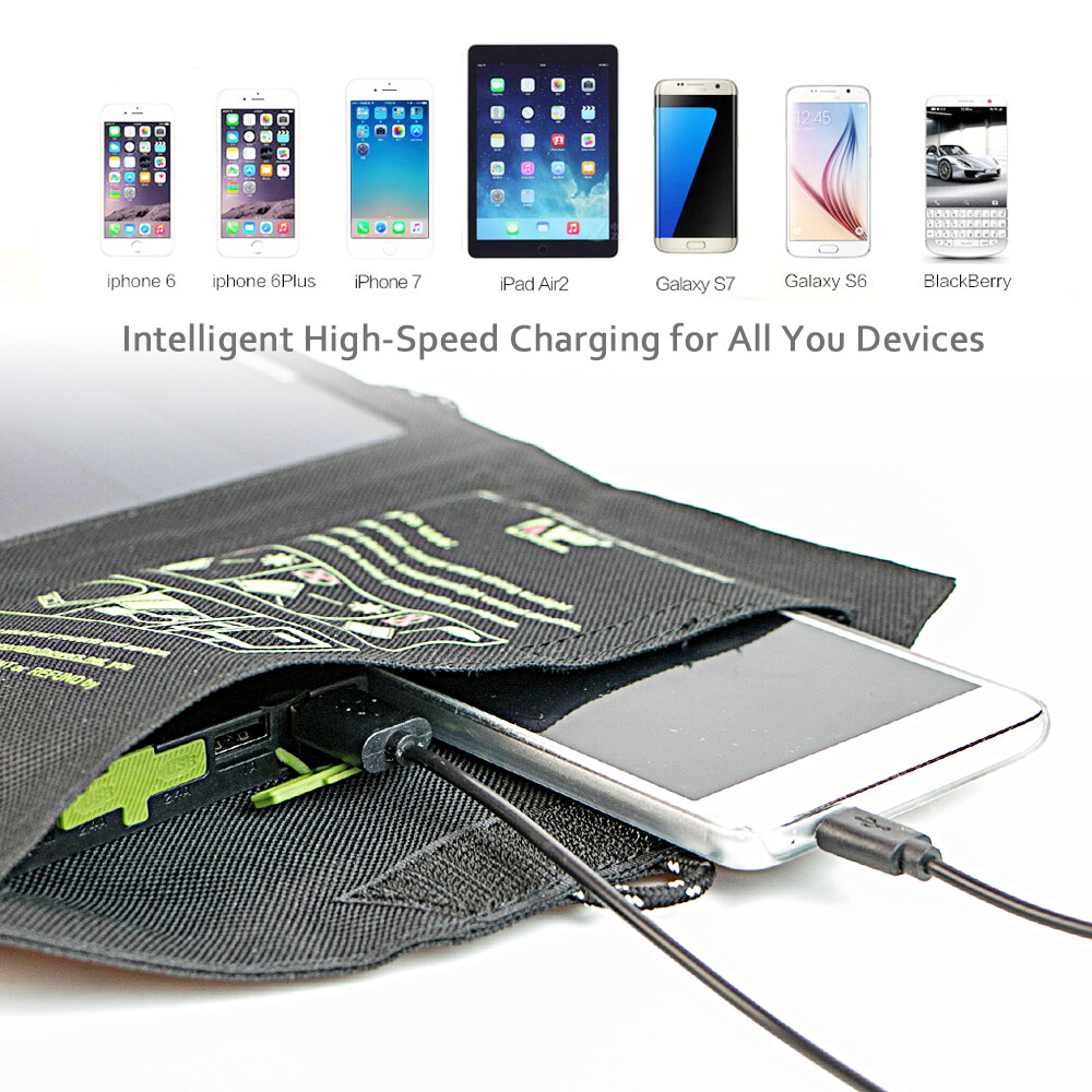 ALLPOWERS 21W Solar Charger with 10000mAh PowerBank and 3 Fast Charging USB-A/C