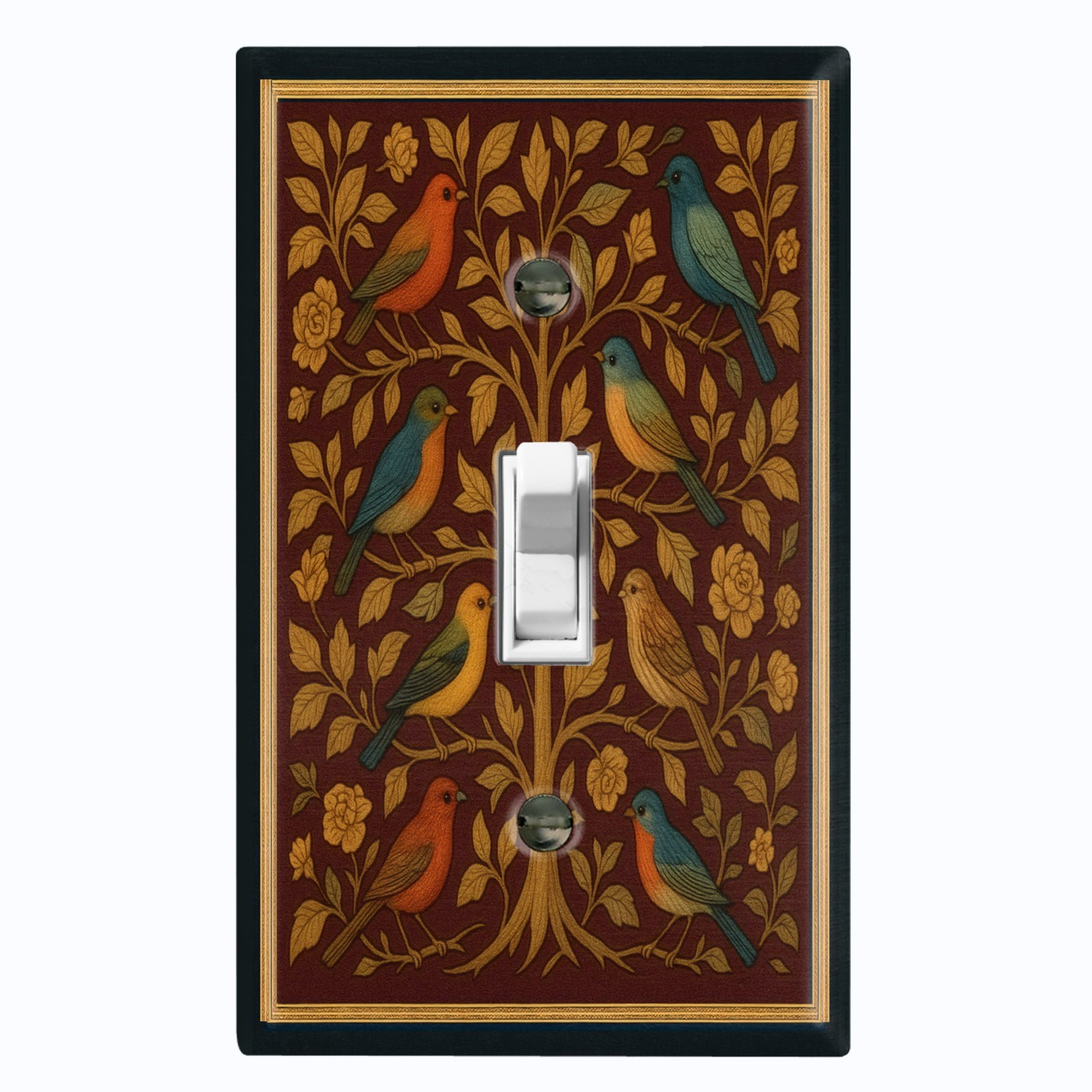 Metal Light Switch Outlet Cover Wall Plate Vintage Birds on Tree Floral AML230