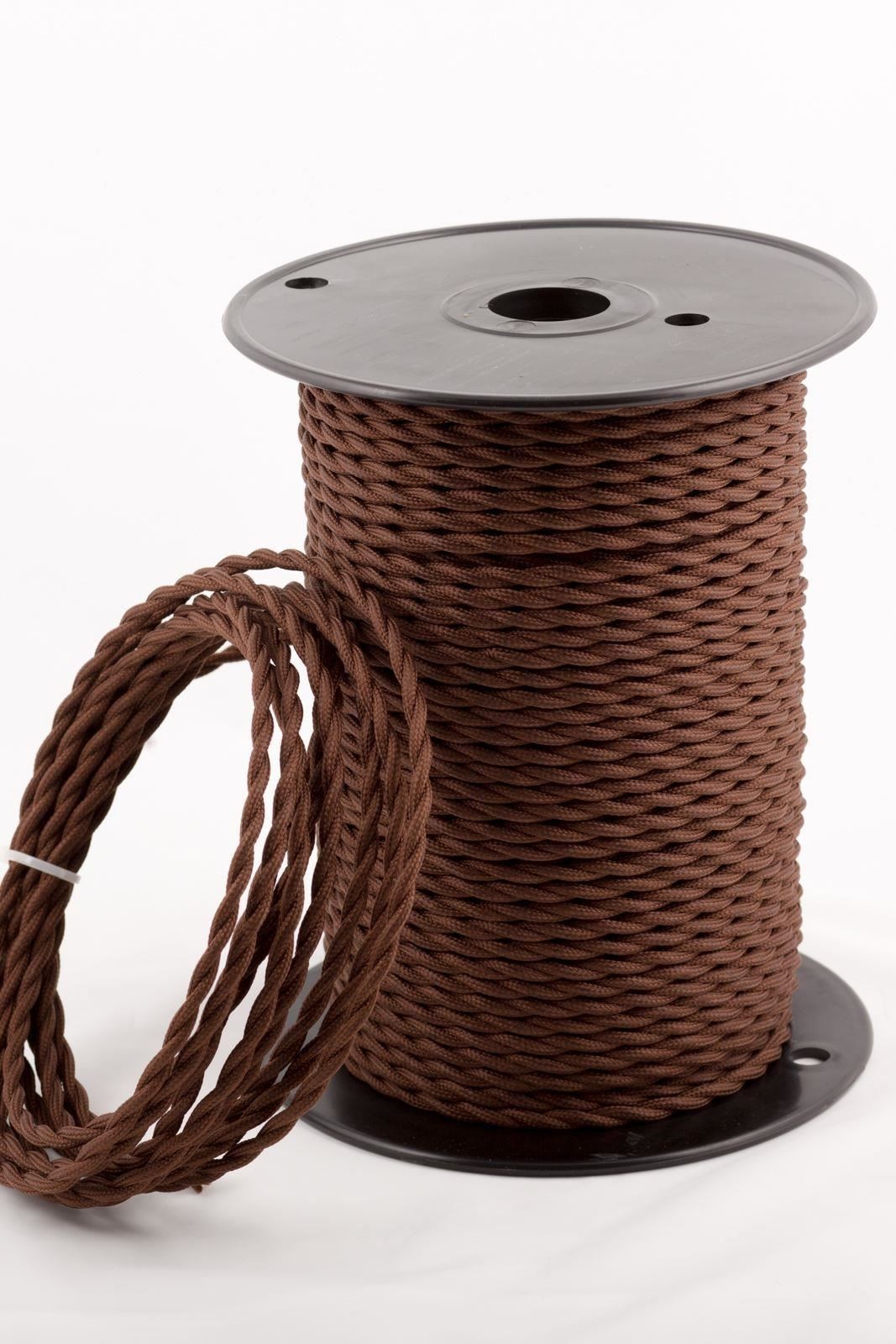 1M 2-Core Braided Fabric Electrical Wire Vintage Antique Brown Cable
