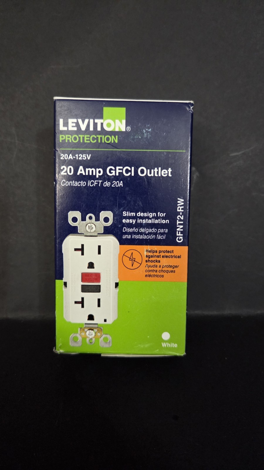 BRAND NEW IN BOX LEVITON 20 AMP GFCI OUTLET GFNT2-RW 20A-125V WHITE PROTECTION