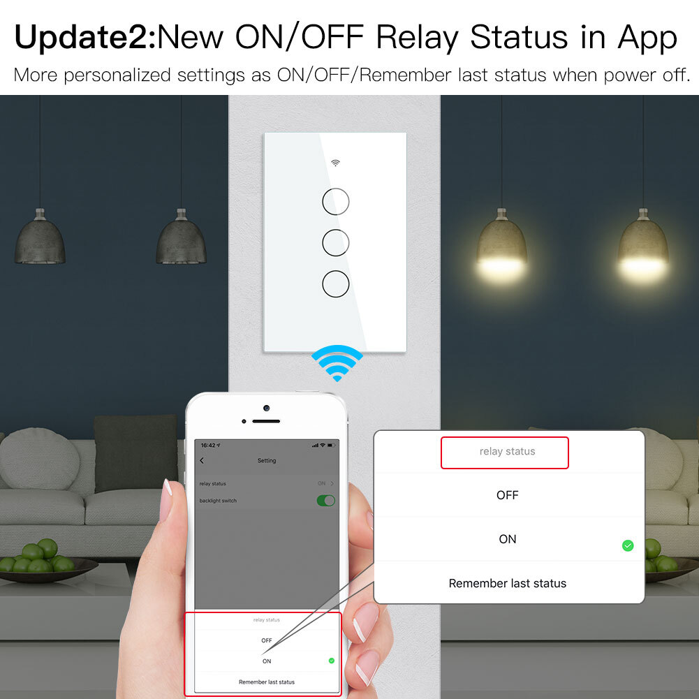 MOES WiFi Smart Light Switch Wall Touch Glass Panel Timer RF433 Alexa Google APP