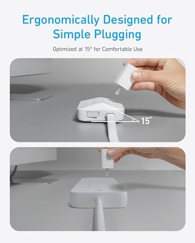 Power Strip Surge Protector 6 Outlets 2 USB C 2 USB 5ft Flat Extension Cord