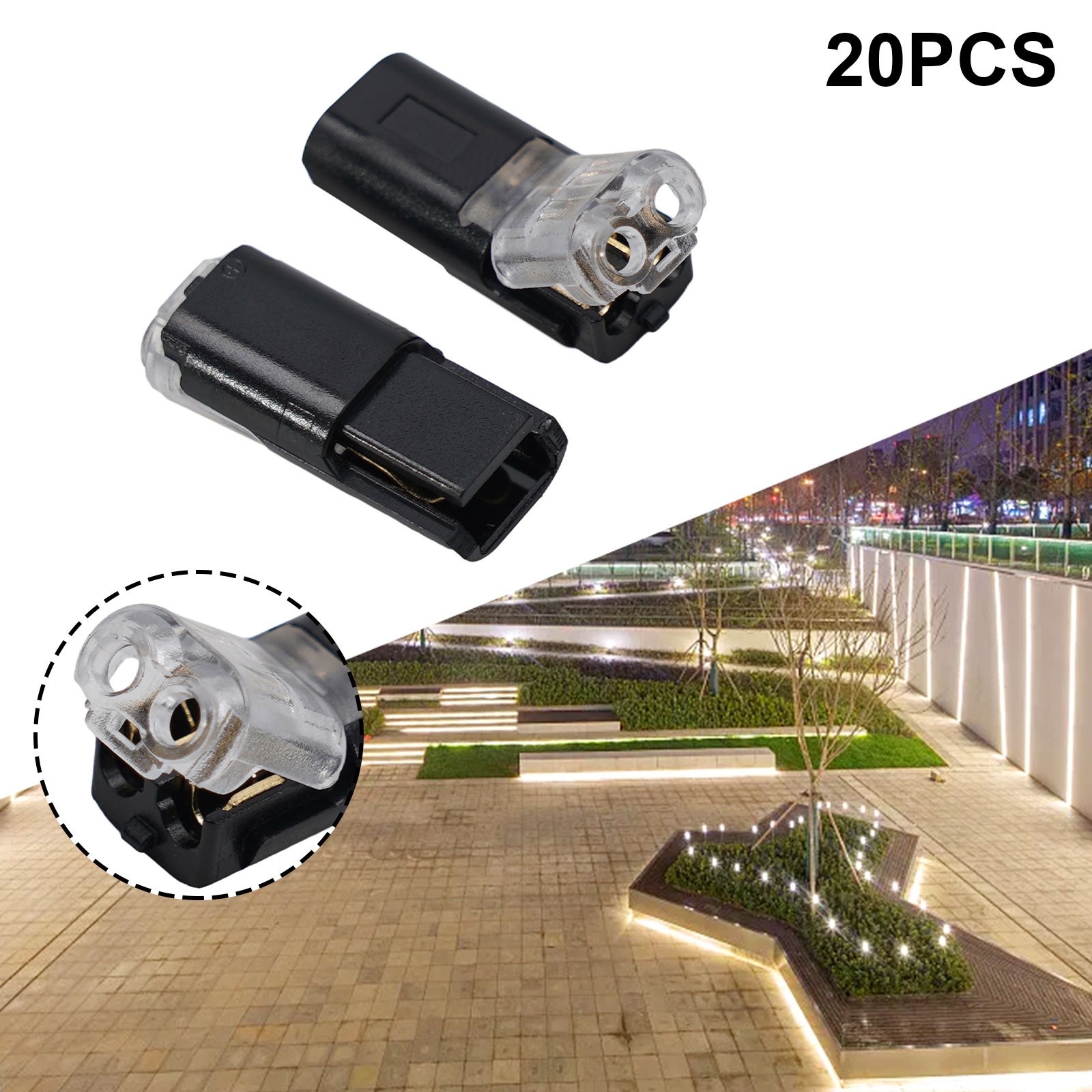 20pcs Double-Wire Plug-in Connector, Pluggable 2 Pin 2 Way LED Wire Connectors,