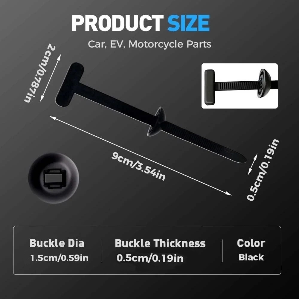 100 PCS Nylon Universal Cable Tie Buckle+Heavy Duty Self-Locking Zip Ties Holder