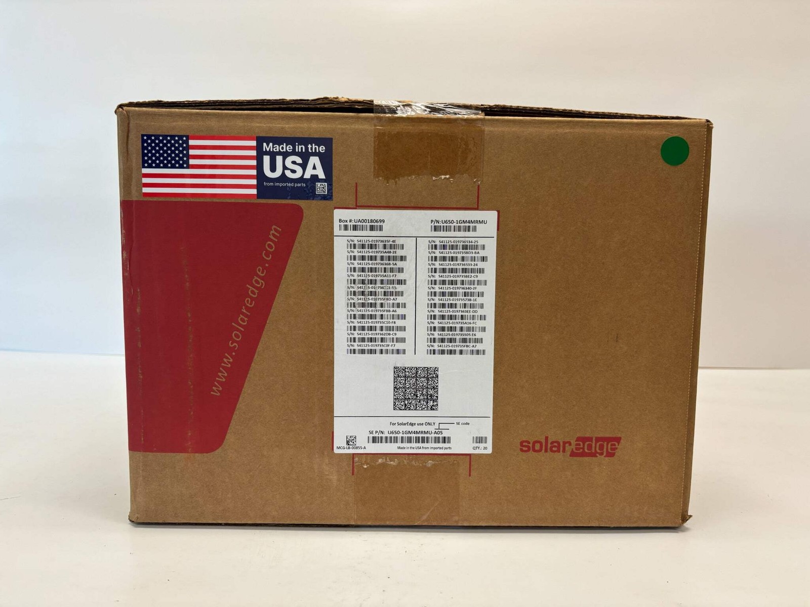 20 Pack SolarEdge 650W Power Optimizers U650-1GM4MRMU