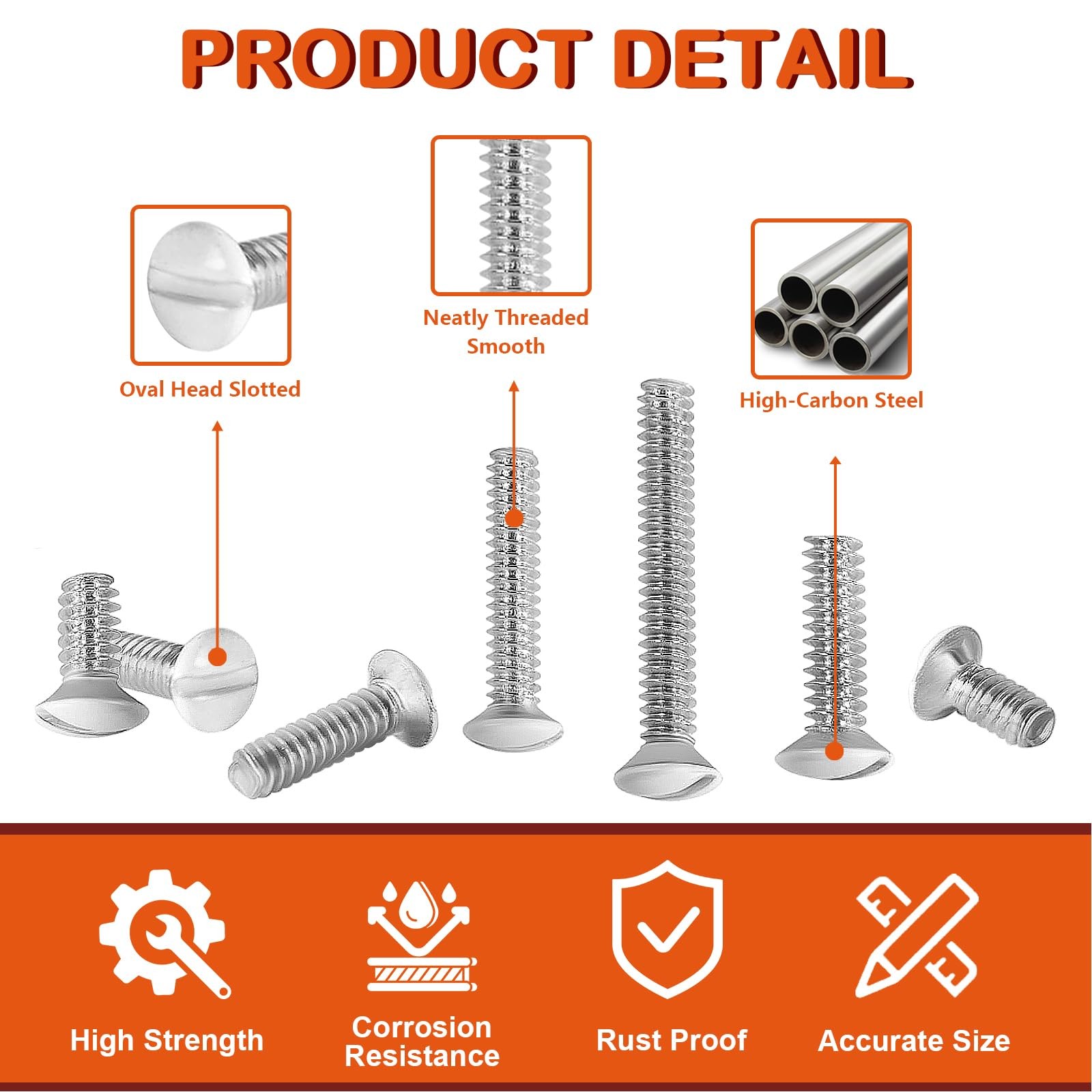 100PCS Wall Plate Screws,1″ Long 632 Thread,White Outlet Cover Screws,Oval He…