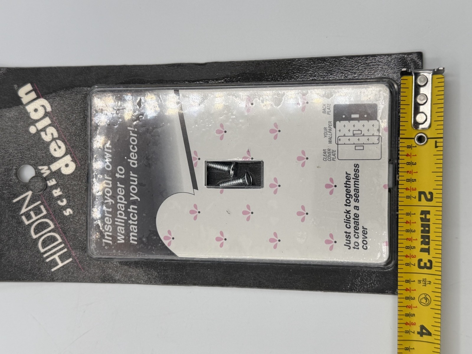 3 New Clear Single Light Switch Plates Hidden Screw Design Click Together