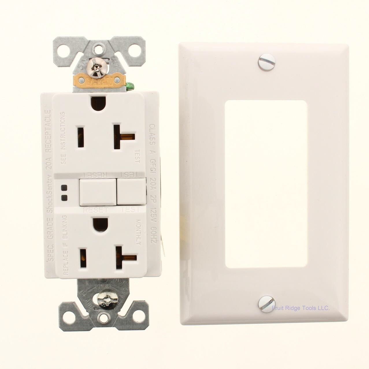 Eaton SGF20W White Self-Testing 5-20R 20A Gfci Outlet Duplex Receptacle 125V