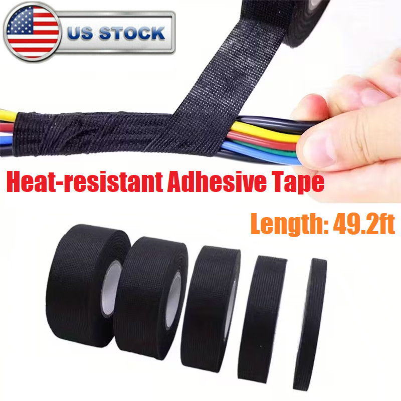 5/10Roll Wiring Harness Tape High Temp Wire Cable Loom Self-Adhesive Fabric Tape