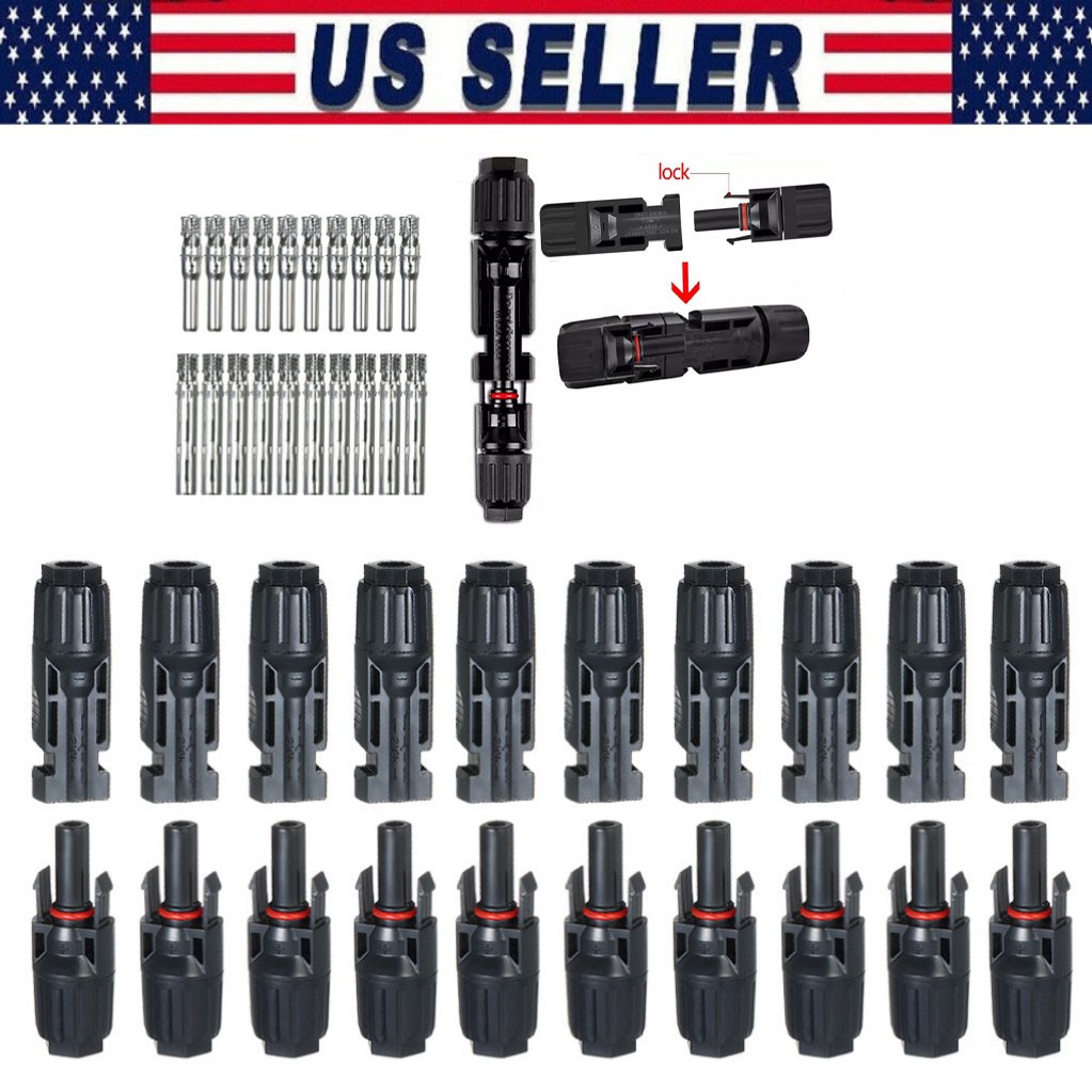 5-100Pairs Solar Panel Cable Wire Connectors Kit Male& Female Waterproof Adapter