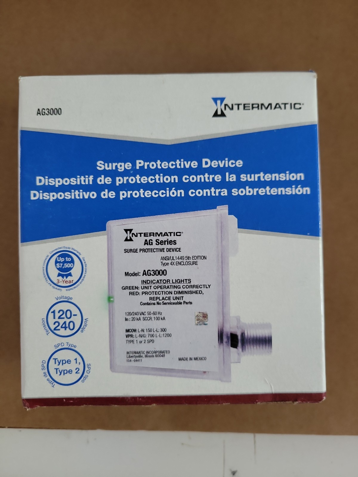 Intermatic AG3000 Surge Protective Device 120/240V Indoor/Outdoor