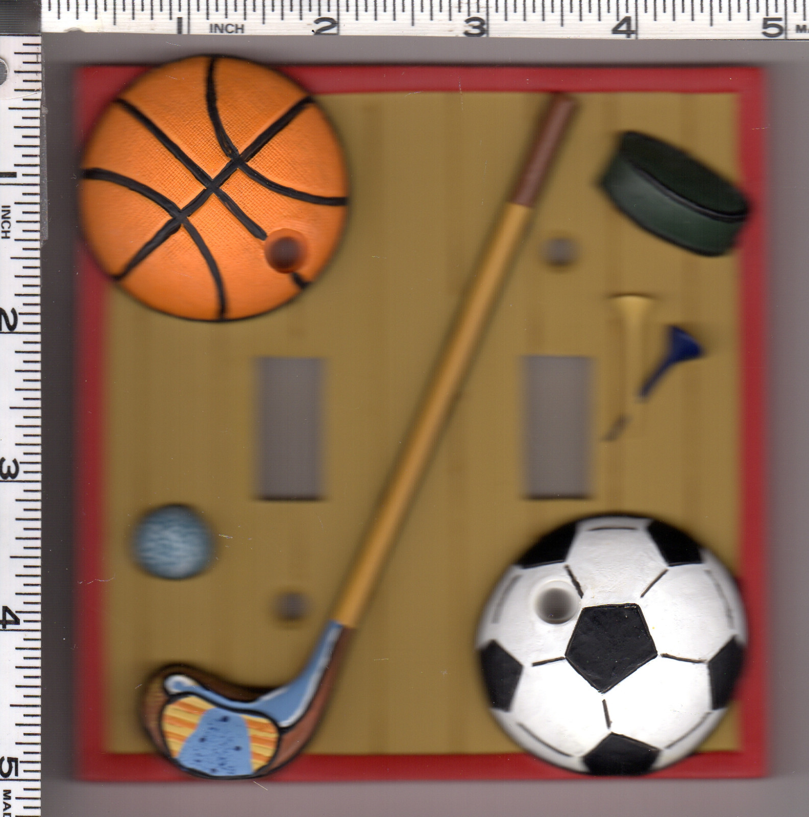 Borders Unlimited 3D Double Toggle Switch Wall Plate Cover Let’s Play Ball Ceram